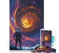1000 Jigsaw Puzzle Astronaut Staring at A Cosmic Black Hole Starry Night Swirl Van Gogh Smooth Cut Play Mind Game Gift Restful Play Time Christmas Art Piece (38x52cm)