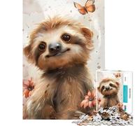 1000 Jigsaw Puzzle Baby Sloth Butterfly Difficult And Challenge Analysis And Logic Educational Games Suitable for People Aged 14 And Above (50x75cm)