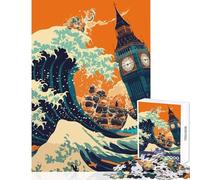 1000 Jigsaw Puzzle Big Ben Wave Home Decoration Toys Gift For Birthdays Practical Game Suitable for Desktop Decoration Size 50x75cm