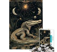 1000 Jigsaw Puzzle Big Crocodile Tarot Cards Challenging To Complete Difficult Hard Educational Games Suitable for People Aged 14 And Above (38x52cm)