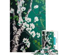 1000 Jigsaw Puzzle Birch Tree White An Green Fun Activities at Home Home Decoration Educational Games Suitable for People Aged 14 And Above (38x52cm)