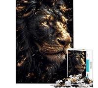 1000 Jigsaw Puzzle Black And Gold Lions for Birthday, Chrismas Home Art Decor Educational Games Suitable for People Aged 14 And Above (38X52CM)
