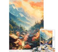 1000 Jigsaw Puzzle Blossoms Beneath Peaks Jigsaws for Adults Puzzle Stress Reliever Educational Challenge Challenging Game Gifts (38x52cm)