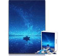 1000 Jigsaw Puzzle Boat Beneath The Night Sky Peaceful And Satisfying Pastime Perfect Interlock Precision Cut Toy Size 50x75cm