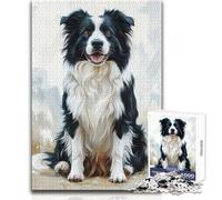 1000 Jigsaw Puzzle Border Collie Dog Peaceful And Satisfying Pastime Perfect Interlock Precision Cut Toy Size 50x75cm