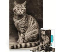 1000 Jigsaw Puzzle Cat Pencil Drawing Seamless Cut Game Smart Mind Activity Peaceful Play Fun Birthday Hobby Gift (38x26cm)