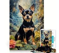 1000 Jigsaw Puzzle Chihuahua Portrait in Floral Setting Seamless Cut Game Smart Mind Activity Peaceful Play Fun Birthday Hobby Gift (50x75cm)