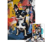 1000 Jigsaw Puzzle Chihuahua Smoking Difficult And Challenge Analysis And Logic Educational Games Suitable for People Aged 14 And Above (50x75cm)