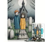 1000 Jigsaw Puzzle Children at A Graveyard Flawless Cut Fun Problem Solve Fun Free Play Game Xmas Art Gift (38x26cm)
