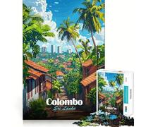 1000 Jigsaw Puzzle Colombo, Sri Lanka Travel Poster Flawless Cut Fun Problem Solve Fun Free Play Game Xmas Art Gift (38x26cm)