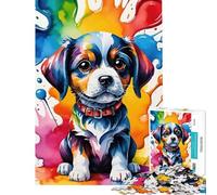 1000 Jigsaw Puzzle Colorful Puppy Watercolor Art Fun Activities at Home Home Decoration Educational Games Suitable for People Aged 14 And Above (50x75cm)