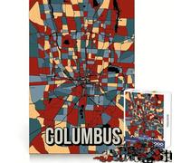 1000 Jigsaw Puzzle Columbus Ohio City Map Accurate Cut Fun Brain Challenge Fun Rest Time Game Xmas Art Gift (38x52cm)