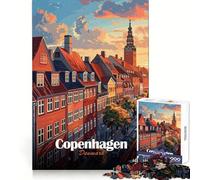 1000 Jigsaw Puzzle Copenhagen, Denmark Cityscape Art Accurate Cut Fun Brain Challenge Fun Rest Time Game Xmas Art Gift (50x75cm)