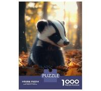 1000 Jigsaw Puzzle Cute Badger in Autumn Jigsaw for Adults Brain Teaser Game Perfect Decoration Unique Birthday And Xmas Gifts 38x26cm/1000pcs