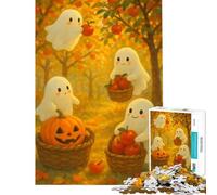1000 Jigsaw Puzzle Cute Ghosts Apple Harvest Difficult And Challenge Analysis And Logic Educational Games Suitable for People Aged 14 And Above (38x26cm)