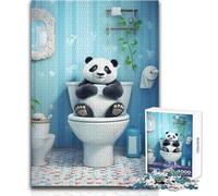1000 Jigsaw Puzzle Cute Panda Toilet Peaceful And Satisfying Pastime Perfect Interlock Precision Cut Toy Size 38x26cm