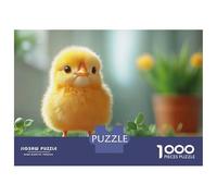 1000 Jigsaw Puzzle Cute Yellow Chick with Potted Plant Jigsaw for Adults Brain Teaser Game Perfect Decoration Unique Birthday And Xmas Gifts 38x26cm/1000pcs