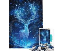 1000 Jigsaw Puzzle Deer Animal Night Forest Challenging To Complete Difficult Hard Educational Games Suitable for People Aged 14 And Above (38x26cm)