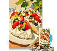 1000 Jigsaw Puzzle Delicious Pavlova Dessert with Fresh Fruits Flawless Cut Fun Problem Solve Fun Free Play Game Xmas Art Gift (38x26cm)