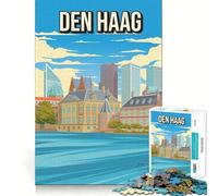 1000 Jigsaw Puzzle Den Haag The Hague Cityscape Skyline Seamless Cut Game Smart Mind Activity Peaceful Play Fun Birthday Hobby Gift (50x75cm)