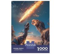 1000 Jigsaw Puzzle Dinosaurs Looking Up at A Meteor Jigsaw for Adults Brain Teaser Game Perfect Decoration Unique Birthday And Xmas Gifts 52x38cm/1000pcs