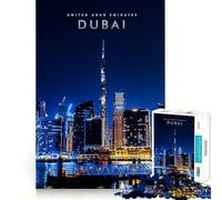 1000 Jigsaw Puzzle Dubai City Night Seamless Cut Game Smart Mind Activity Peaceful Play Fun Birthday Hobby Gift (38x52cm)