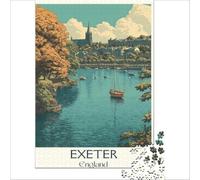 1000 jigsaw puzzle Exeter Devon Travel Poster | Perfect decoration Educational Family Game Unique gifts for birthday and Christmas 50x75cm