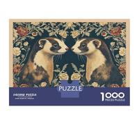 1000 Jigsaw Puzzle Ferrets William Morris Botanical Jigsaw for Adults Brain Teaser Game Perfect Decoration Unique Birthday And Xmas Gifts 38x26cm/1000pcs