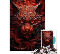 1000 Jigsaw Puzzle Fierce Red Tiger Challenging To Complete Difficult Hard Educational Games Suitable for People Aged 14 And Above (38x52cm)