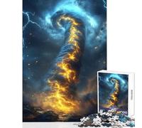 1000 Jigsaw Puzzle Fiery Tornado in A Stormy Sky Adult Jigsaw Puzzles Difficult Challenge Every Piece Is Unique - Challenging Game And Family Play (50x75cm)
