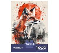 1000 Jigsaw Puzzle Fox Forest Watercolor Jigsaw for Adults Brain Teaser Game Perfect Decoration Unique Birthday And Xmas Gifts 52x38cm/1000pcs