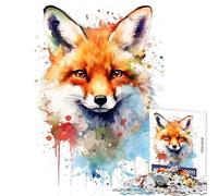 1000 Jigsaw Puzzle Fox Watercolor Adult Jigsaw Puzzles Difficult Challenge Every Piece Is Unique - Challenging Game And Family Play (50x75cm)
