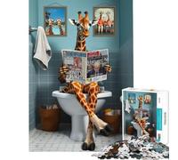 1000 Jigsaw Puzzle Funny Giraffe Using Toilet for Birthday, Chrismas Home Art Decor Educational Games Suitable for People Aged 14 And Above (50X75cm)