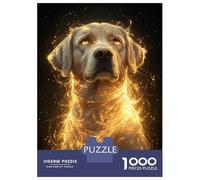 1000 Jigsaw Puzzle Golden Glow Labrador Retriever - Mystical Dog Art - Enchanted Canine Portrait Jigsaw for Adults Brain Teaser Game Perfect Decoration Unique Birthday And Xmas Gifts 52x38cm/1000pcs