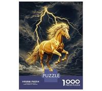 1000 Jigsaw Puzzle Golden Horse in Storm Jigsaw for Adults Brain Teaser Game Perfect Decoration Unique Birthday And Xmas Gifts 52x38cm/1000pcs