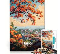 1000 Jigsaw Puzzle Hanoi, Vietnam Cityscape with Orange Flowers Flawless Cut Fun Problem Solve Fun Free Play Game Xmas Art Gift (50x75cm)