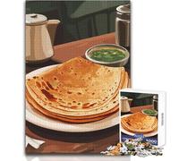 1000 Jigsaw Puzzle Indian Flatbread with Green Chutney Peaceful And Satisfying Pastime Perfect Interlock Precision Cut Toy Size 38x52cm