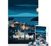 1000 Jigsaw Puzzle Isle of Man at Night Adult Jigsaw Puzzles Difficult Challenge Every Piece Is Unique - Challenging Game And Family Play (38x26cm)