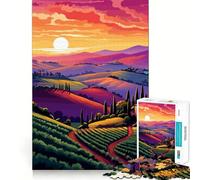 1000 Jigsaw Puzzle Italy Sunset Tuscany Flawless Cut Fun Problem Solve Fun Free Play Game Xmas Art Gift (50x75cm)