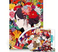 1000 Jigsaw Puzzle Japanese Art Kimono Girl Seamless Cut Game Smart Mind Activity Peaceful Play Fun Birthday Hobby Gift (50x75cm)