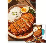 1000 Jigsaw Puzzle Japanese Katsu Curry with Rice And Egg Seamless Cut Game Smart Mind Activity Peaceful Play Fun Birthday Hobby Gift (50x75cm)