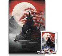 1000 Jigsaw Puzzle Japanese Red Black Art Peaceful And Satisfying Pastime Perfect Interlock Precision Cut Toy Size 38x26cm
