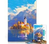1000 Jigsaw Puzzle Lake Bled Seamless Cut Game Smart Mind Activity Peaceful Play Fun Birthday Hobby Gift (50x75cm)