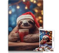 1000 Jigsaw Puzzle Lazy Sloth Hot Chocolate Peaceful And Satisfying Pastime Perfect Interlock Precision Cut Toy Size 38x52cm