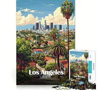 1000 Jigsaw Puzzle Los Angeles Cityscape Illustration Flawless Cut Fun Problem Solve Fun Free Play Game Xmas Art Gift (38x52cm)