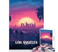 1000 Jigsaw Puzzle Los Angeles Sunset Skyline Illustration Adult Jigsaw Puzzles Difficult Challenge Every Piece Is Unique - Challenging Game And Family Play (38x26cm)