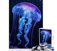 1000 Jigsaw Puzzle Luminous Jellyfish Grace Jigsaws for Adults Puzzle Difficult Challenge Fun Activities at Home Unique Challenge Game (50x75cm)