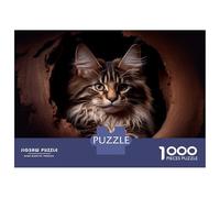 1000 Jigsaw Puzzle Main Coon Cat in The Tree Jigsaw for Adults Brain Teaser Game Perfect Decoration Unique Birthday And Xmas Gifts 52x38cm/1000pcs