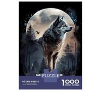1000 Jigsaw Puzzle Majestic Night Wolf Jigsaw for Adults Brain Teaser Game Perfect Decoration Unique Birthday And Xmas Gifts 52x38cm/1000pcs