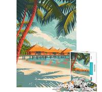 1000 Jigsaw Puzzle Maldives Beach Resort Difficult And Challenge Analysis And Logic Educational Games Suitable for People Aged 14 And Above (50x75cm)